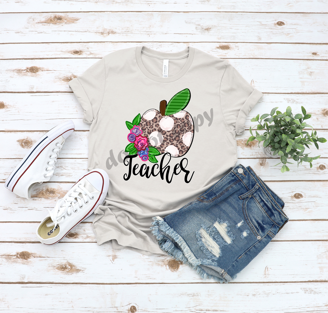 Teacher Leopard Apple Transfer