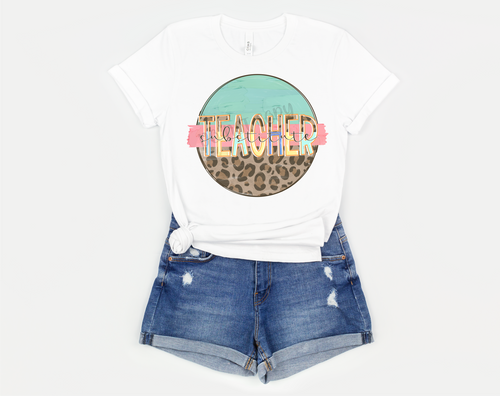 Substitute Teacher Pastel & Leopard Circle Transfer