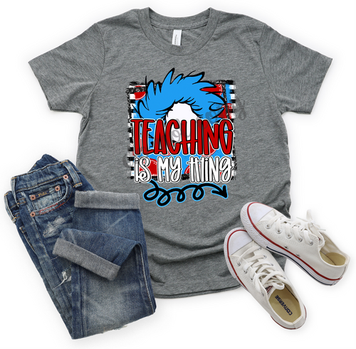 Teaching is my Thing Blue Hair In Striped Frame Transfer