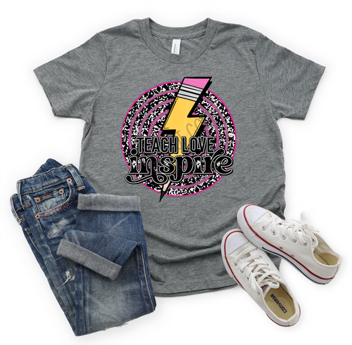 Teach Love Inspire Circle With Pencil Lightning Bolt