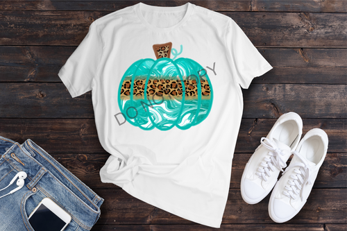 Teal Swirl Leopard Pumpkin Transfer