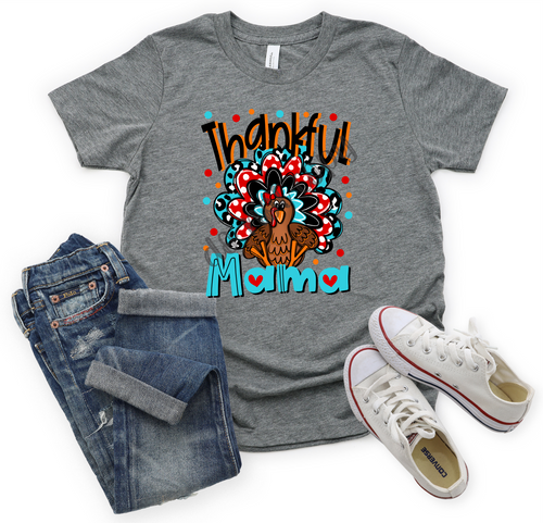 Thankful Mama Orange & Turquoise Turkey Transfer