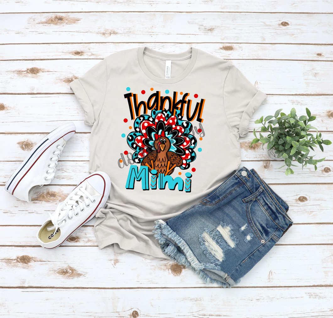 Thankful Mimi Orange & Turquoise Turkey Transfer