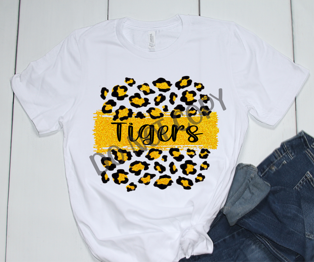 Tigers Black & Gold Leopard Glitter