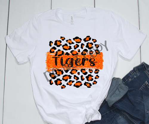 Tigers Orange & Black Leopard Glitter