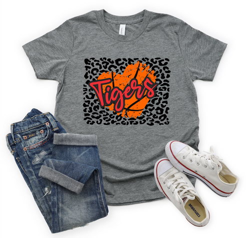 Tigers Red Basketball Heart With Leopard Background