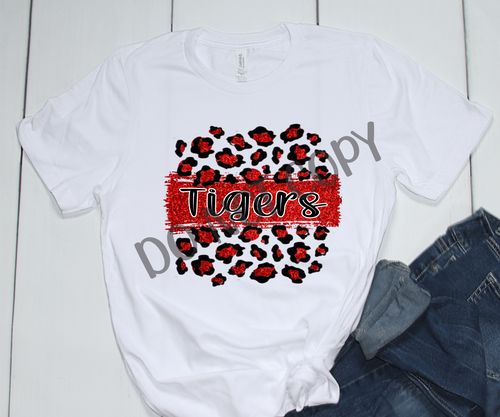 Tigers Red & Black Leopard Glitter