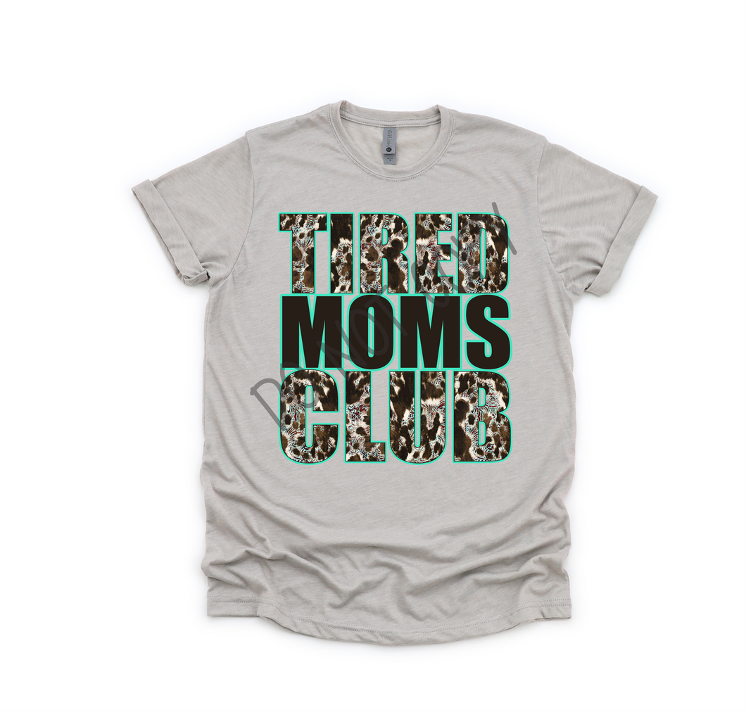 Tired Mom's Club Cowhide & Turquoise Transfer