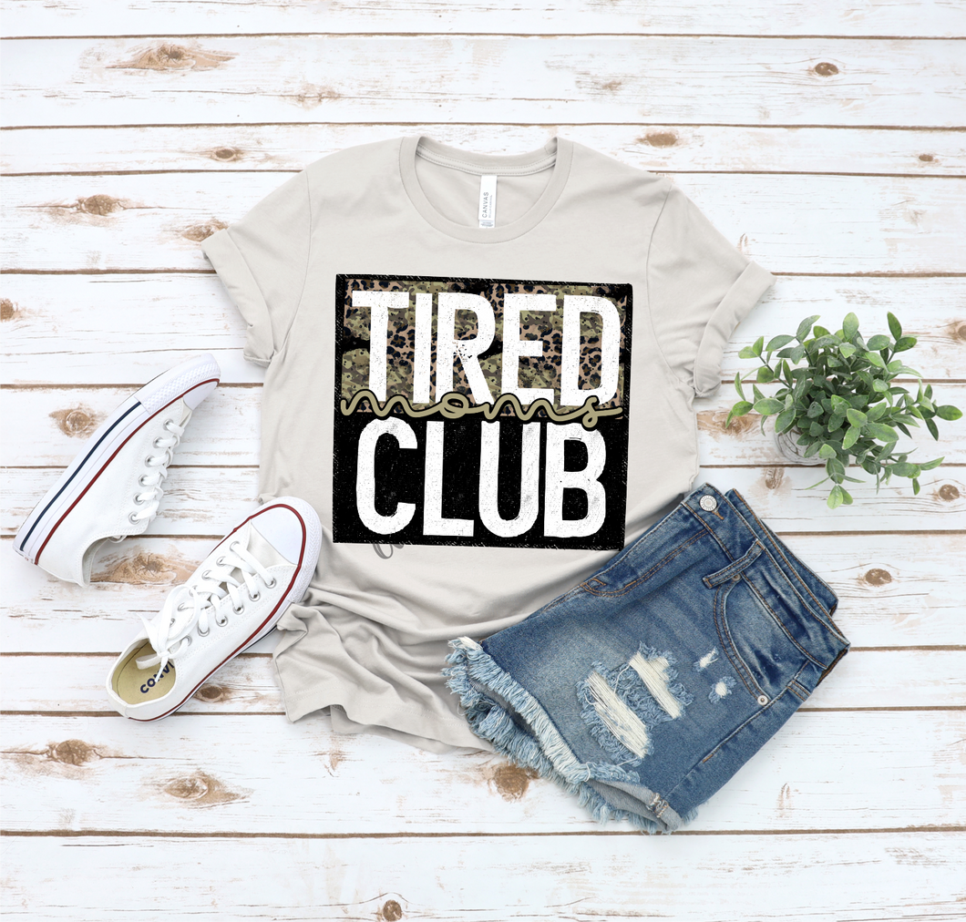 Tired Moms Club Leopard Background Transfer