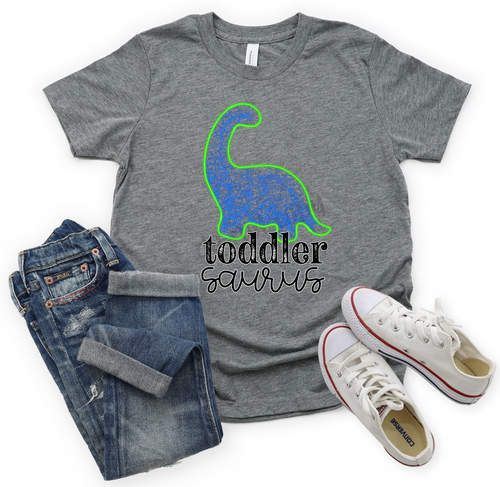 Toddler Saurus Neon Blue & Green Transfer