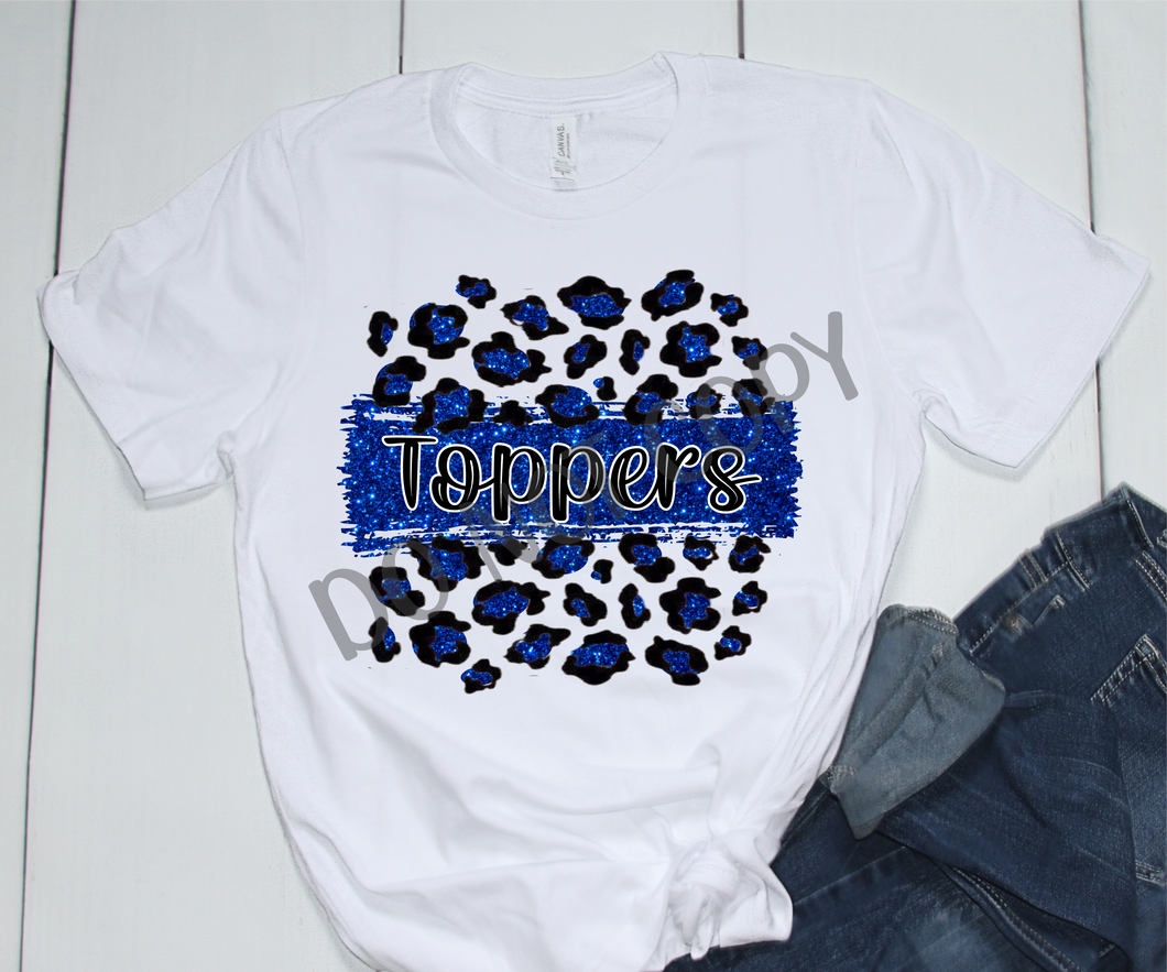 Toppers Blue Leopard Glitter