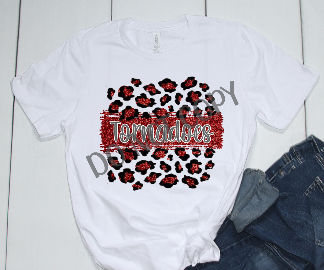 Tornadoes Red & Grey Leopard Glitter