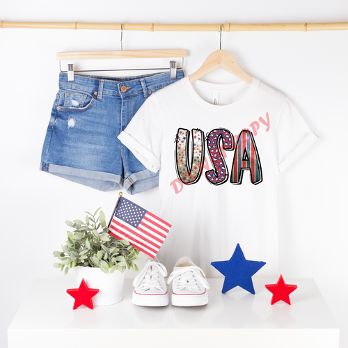 USA Vintage Stars, Stripes & Leopard Transfer