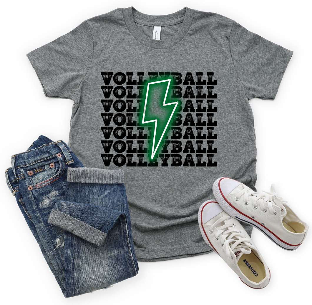 Volleyball Green Neon Lightning Bolt Transfer