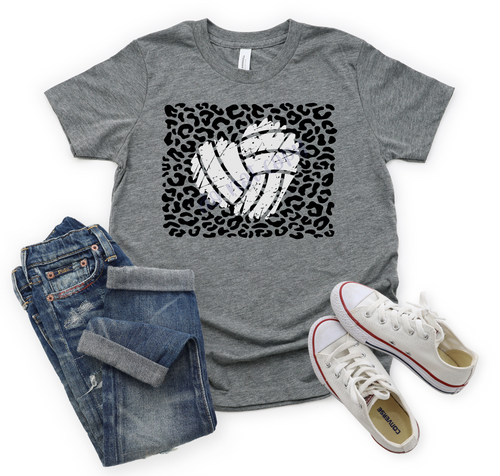 Volleyball Heart With Leopard Background