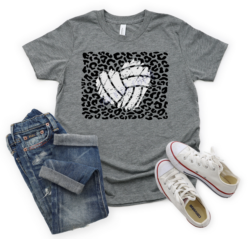 Volleyball Heart With Leopard Background