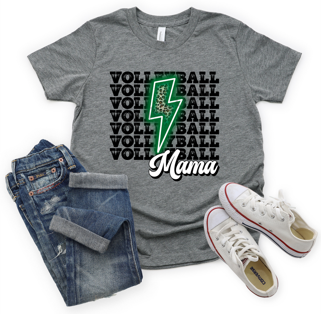 Volleyball Mama Green Neon Lightning Bolt Transfer