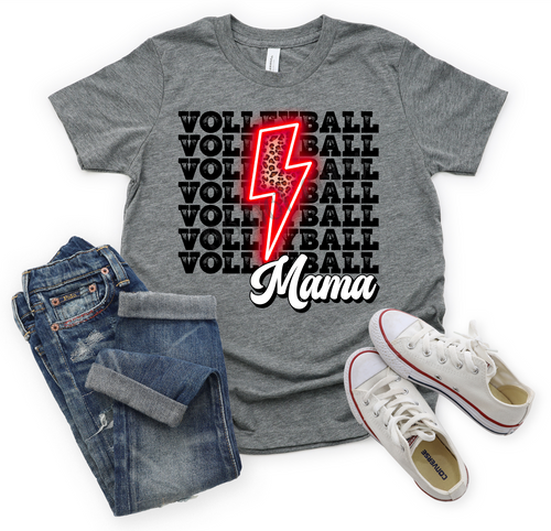 Volleyball Mama Red Lightning Bolt Transfer