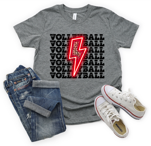 Volleyball Red Lightning Bolt Transfer