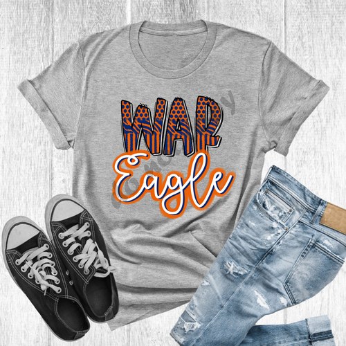 War Eagle Auburn Tigers Doodle Letters transfer