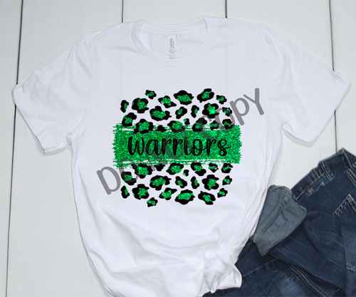 Warriors Green Leopard Glitter