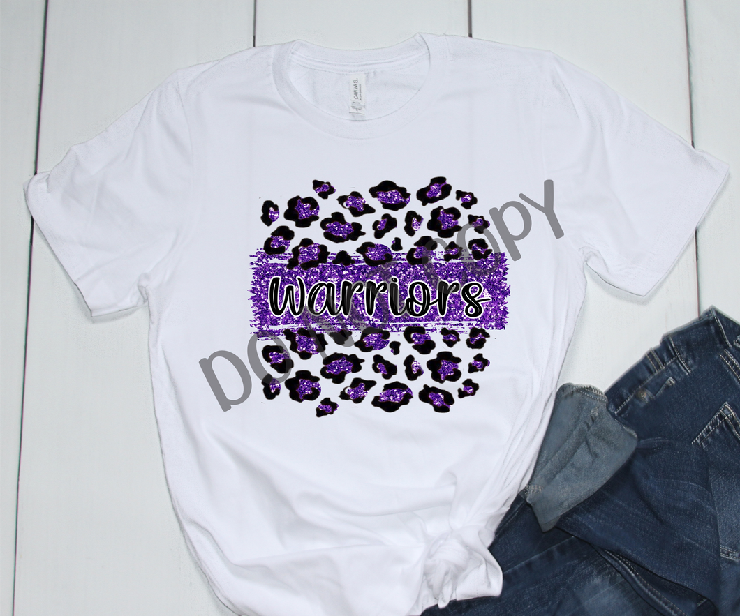 Warriors Purple Black & White Leopard Glitter