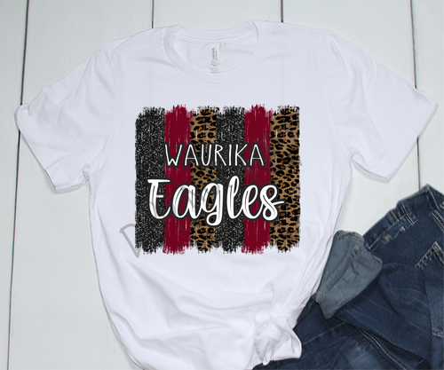 Waurika Eagles Maroon and Black Brushstroke Glitter