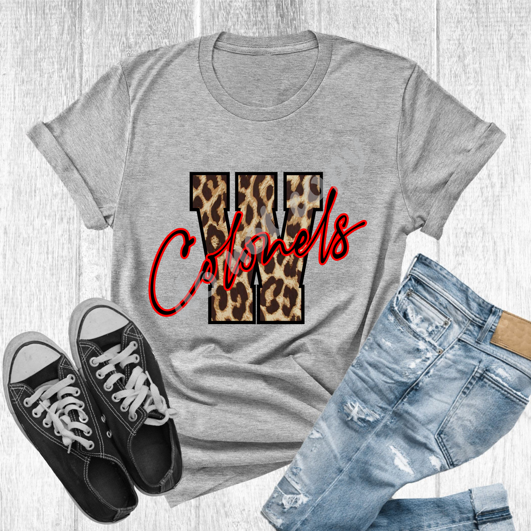 W Colonels Red & Black Leopard Letter