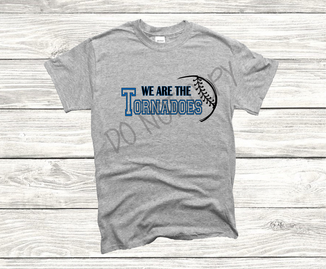 We Are The Tornadoes Baseball  Blue & Black Print Transfer