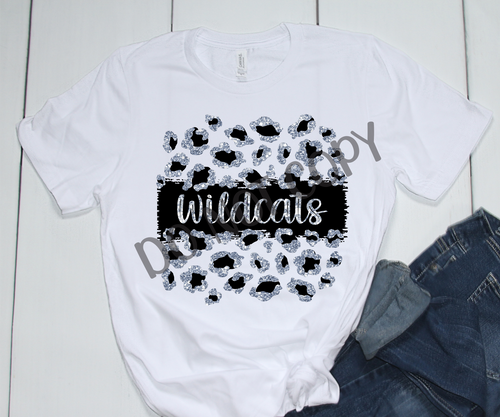 Wildcats Black & Silver Leopard Glitter