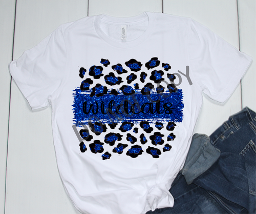 Wildcats Blue & Black Leopard Glitter