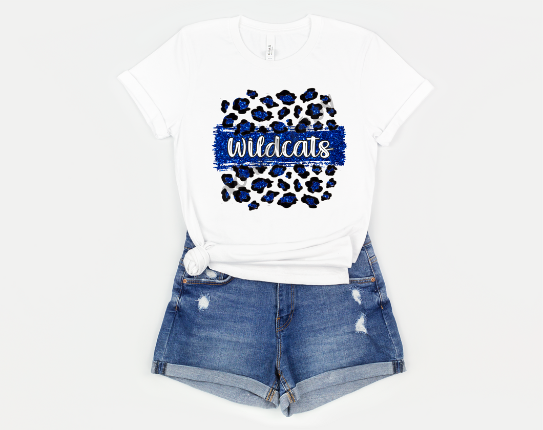 Wildcats Blue & White Leopard Glitter