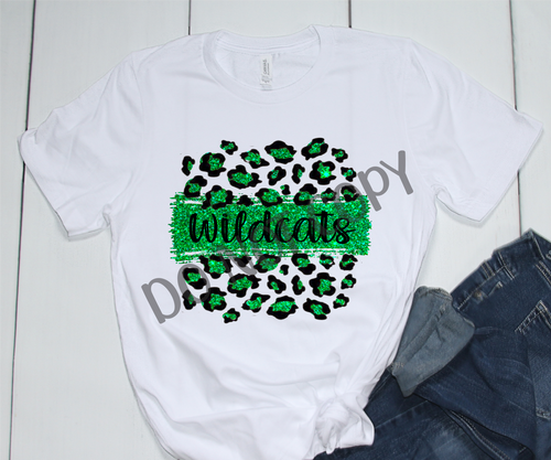 Wildcats Green & Black Leopard Glitter