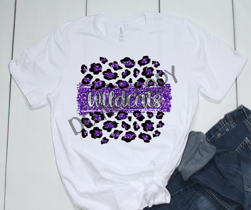 Wildcats Silver & Purple Leopard Glitter