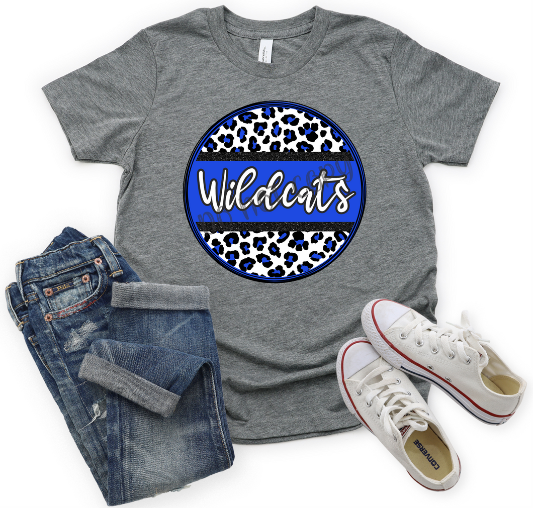 Wildcats Royal, Black & White Leopard Circle