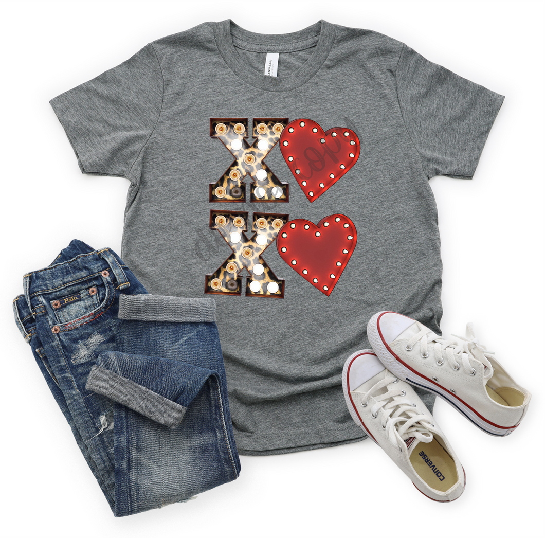 XOXO Marquis Letters With Hearts Valentine's Transfer