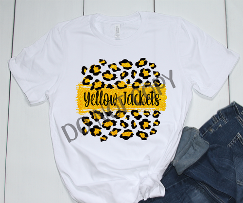 Yellow Jackets Yellow & Black Leopard Glitter