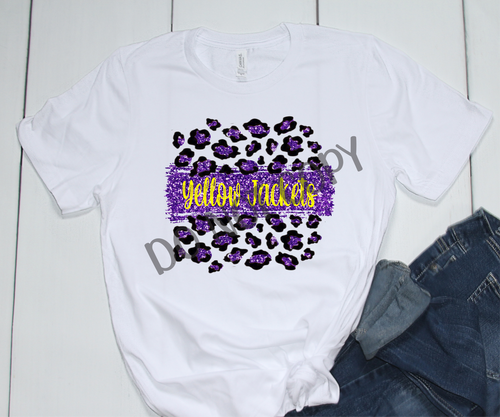 Yellow Jackets Purple & Yellow Leopard Glitter