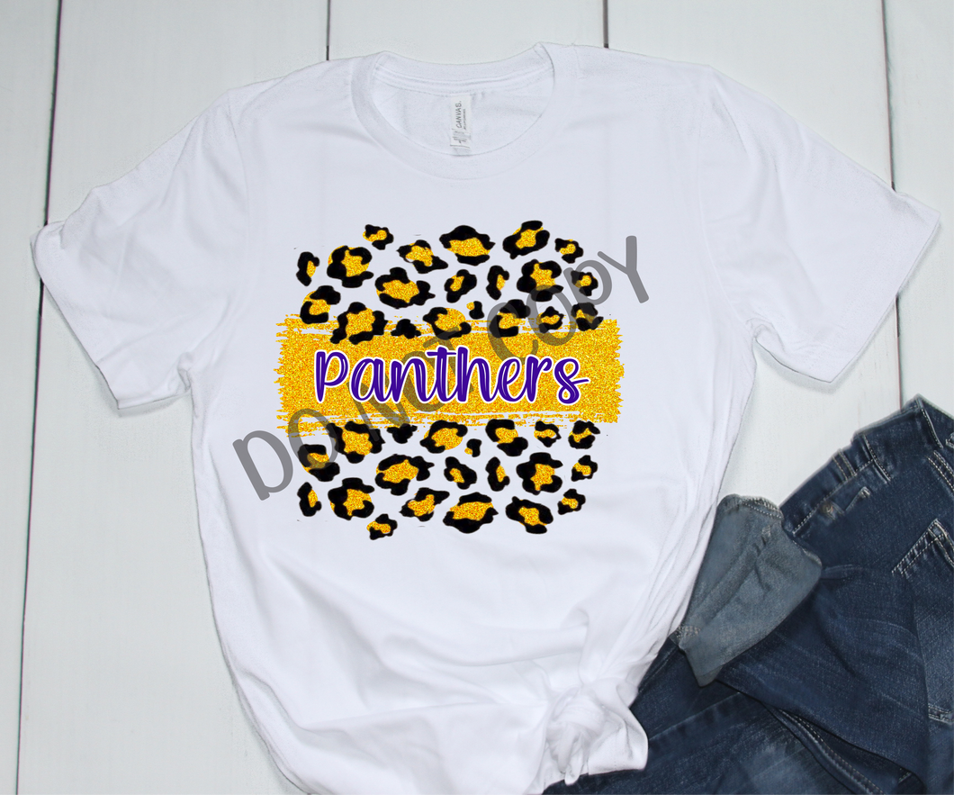 Panthers Purple Yellow White Leopard Glitter